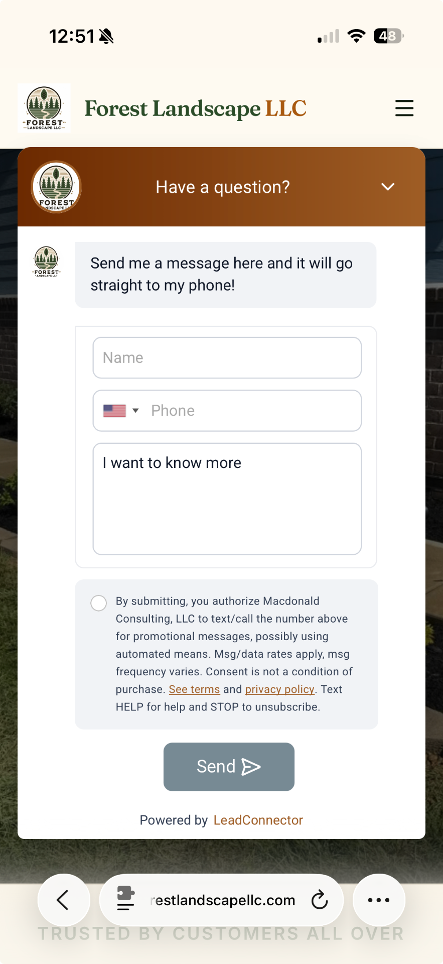 Have a question chat widget that texts the owner directly